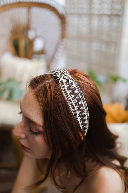 Embroidered Stitch Top Knot Headbands.