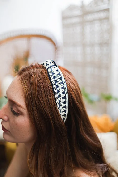 Embroidered Stitch Top Knot Headbands.