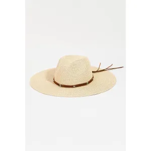 Fame Rope Strap Wide Brim Weave Hat