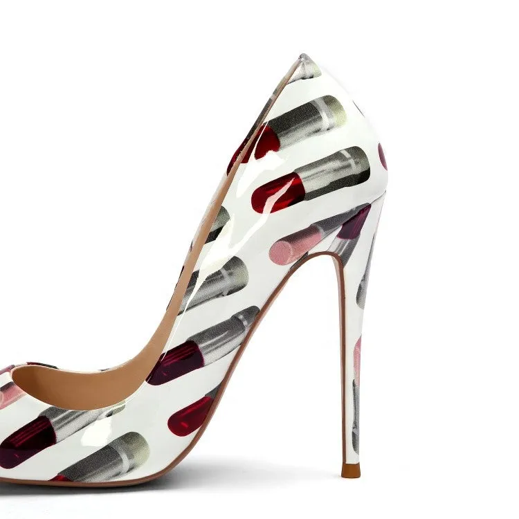 fashion design 2020 lipstick 3d print big size sexy lady pumps women dress shoes