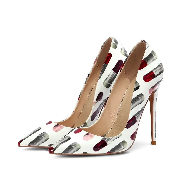 fashion design 2020 lipstick 3d print big size sexy lady pumps women dress shoes
