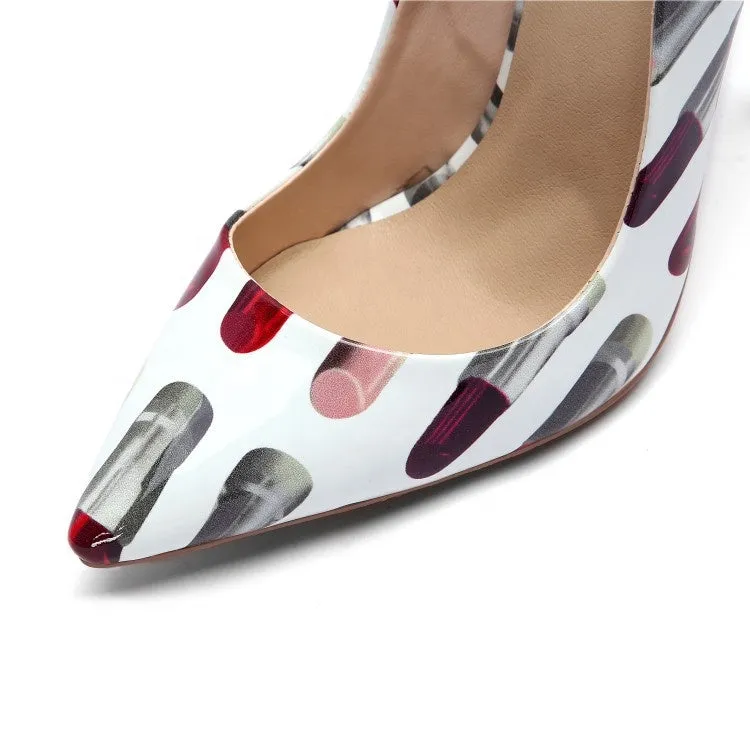 fashion design 2020 lipstick 3d print big size sexy lady pumps women dress shoes