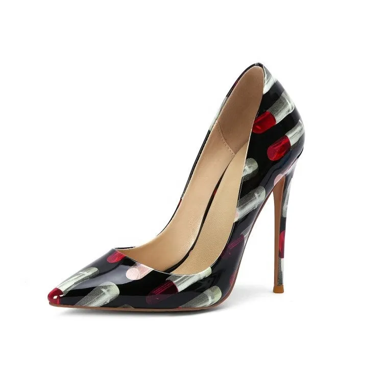 fashion design 2020 lipstick 3d print big size sexy lady pumps women dress shoes