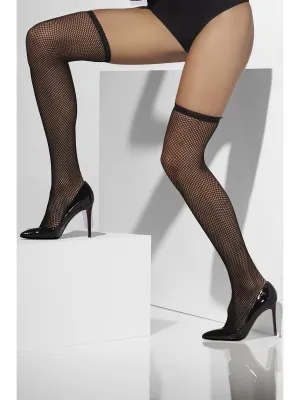 Fishnet Hold Ups Stockings, Black