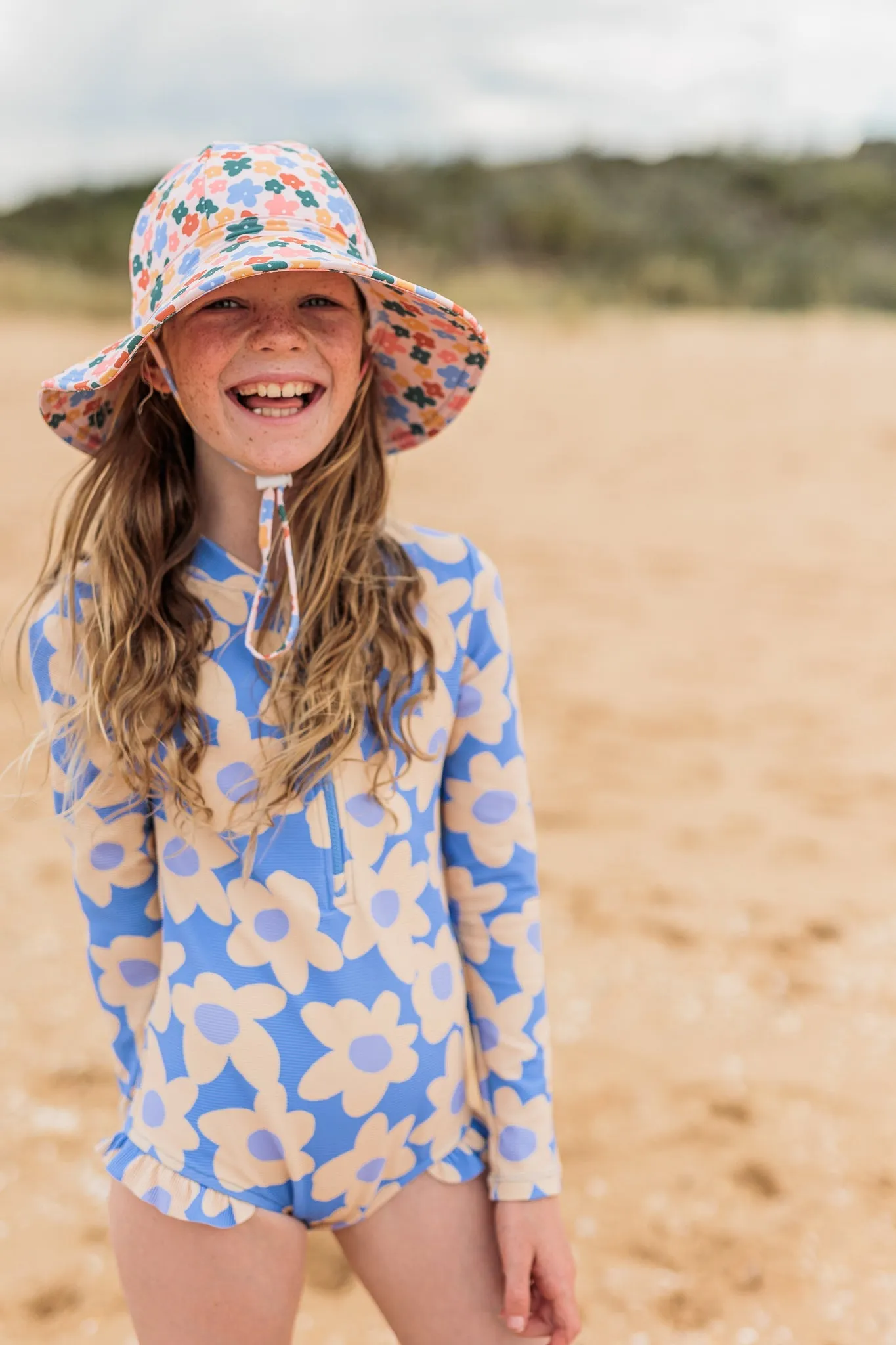 Flower Fields Wide Brim Swim Hat