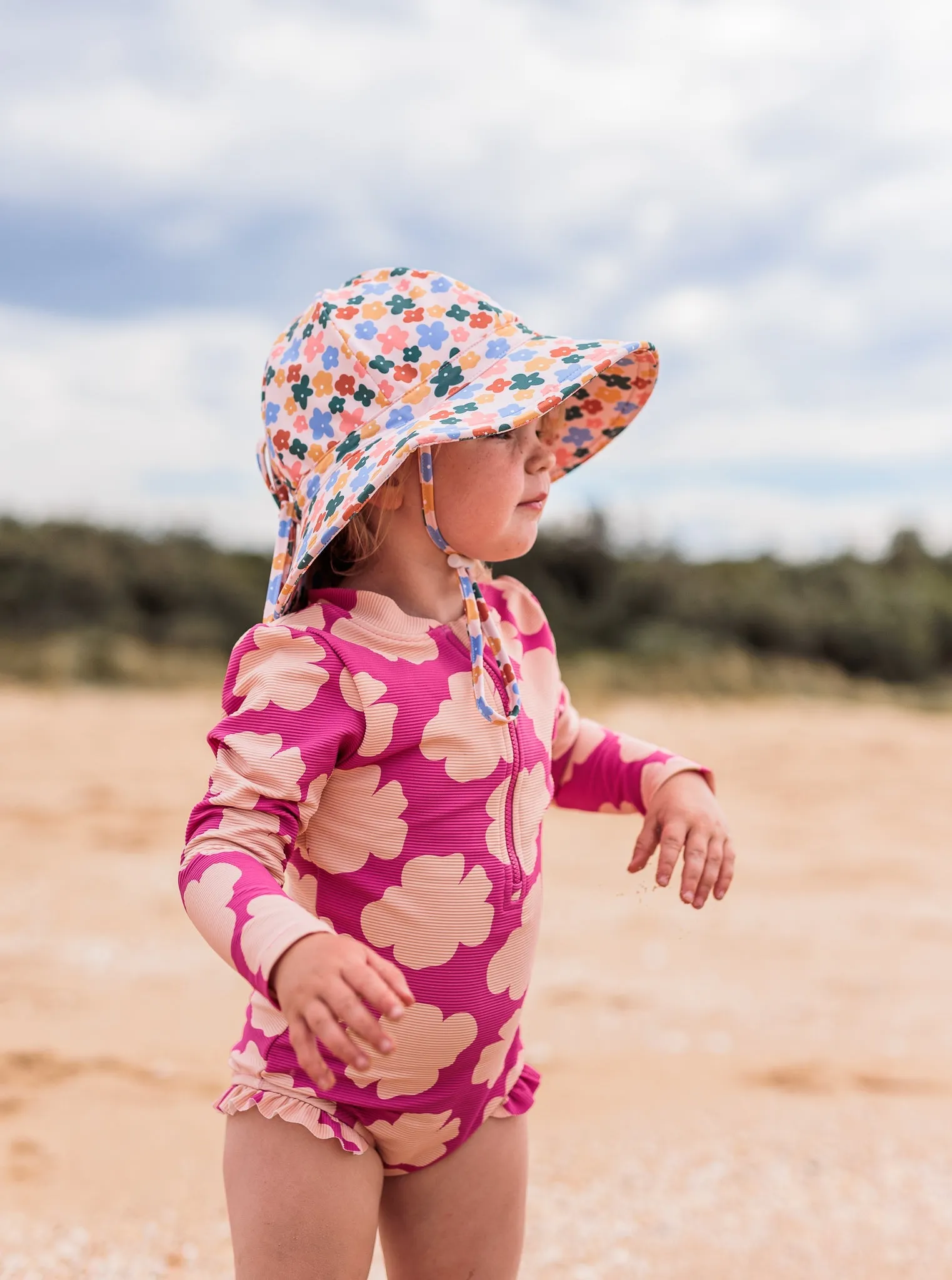 Flower Fields Wide Brim Swim Hat