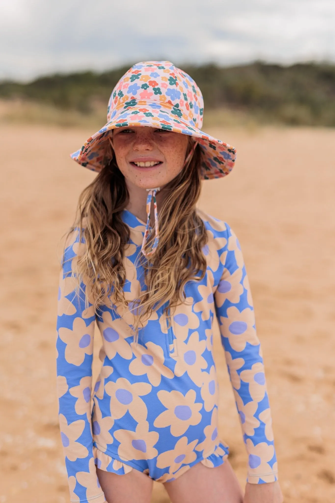Flower Fields Wide Brim Swim Hat