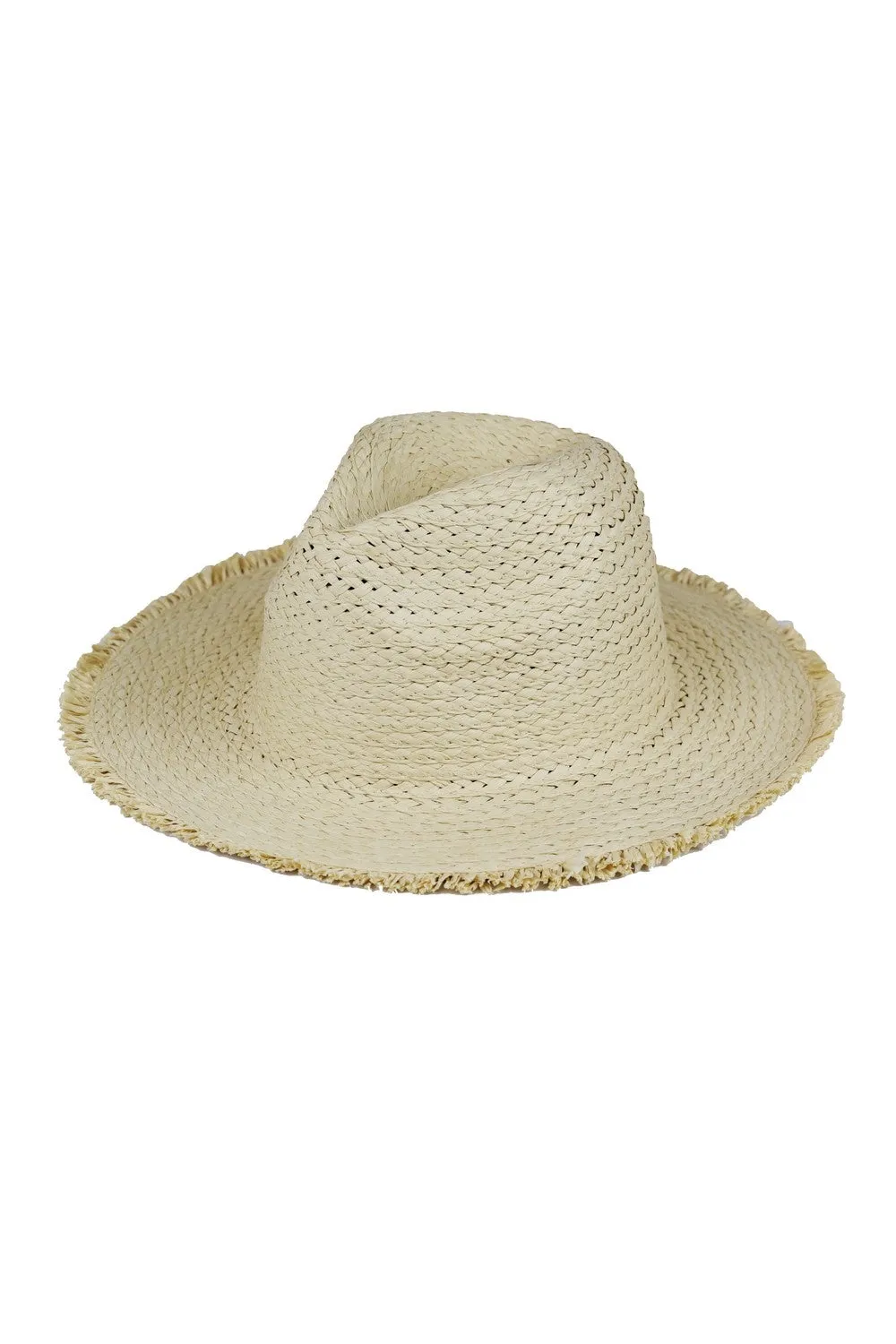 Frayed Solid Straw Sun Hat Beige - Pack of 6