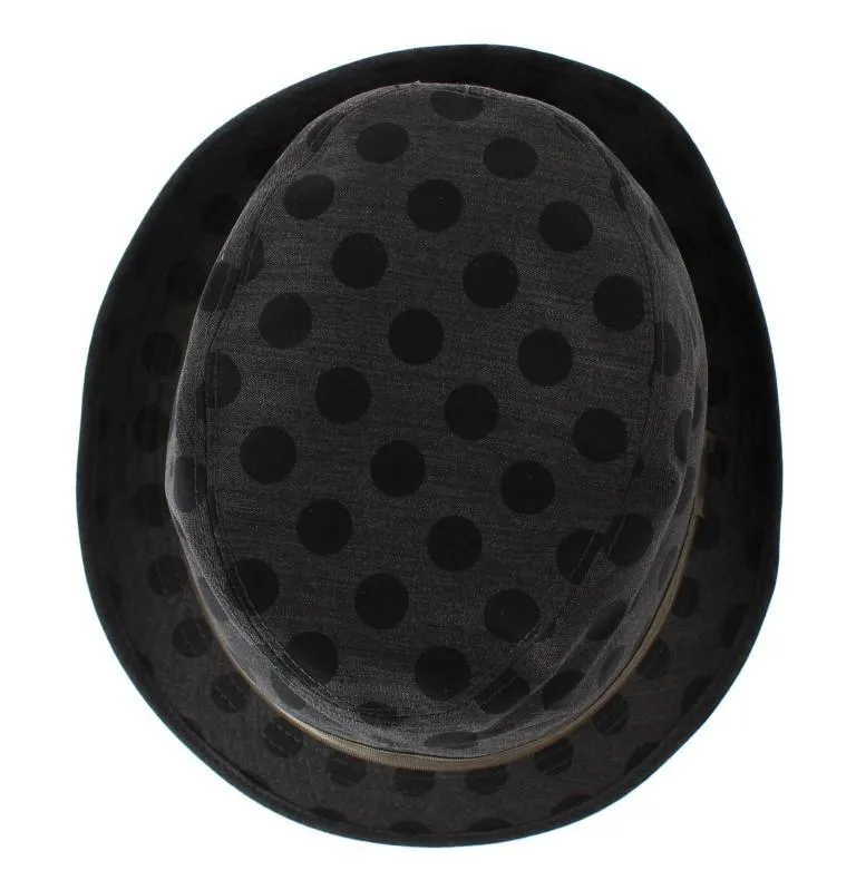 Gray Polka Dotted Wool Fedora Trilby Hat