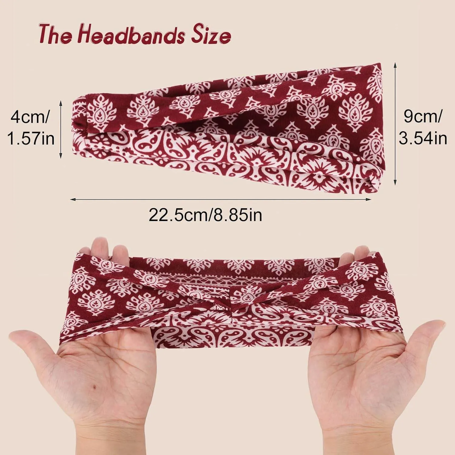 Headbands for Women, 8 Pack Boho Style Headbands Non Slip Fashion Wide Headband Hair Wrap for Daily Use Sport Yoga Running