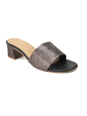 Hydes N Hues Black Short Heels with Gun Metal