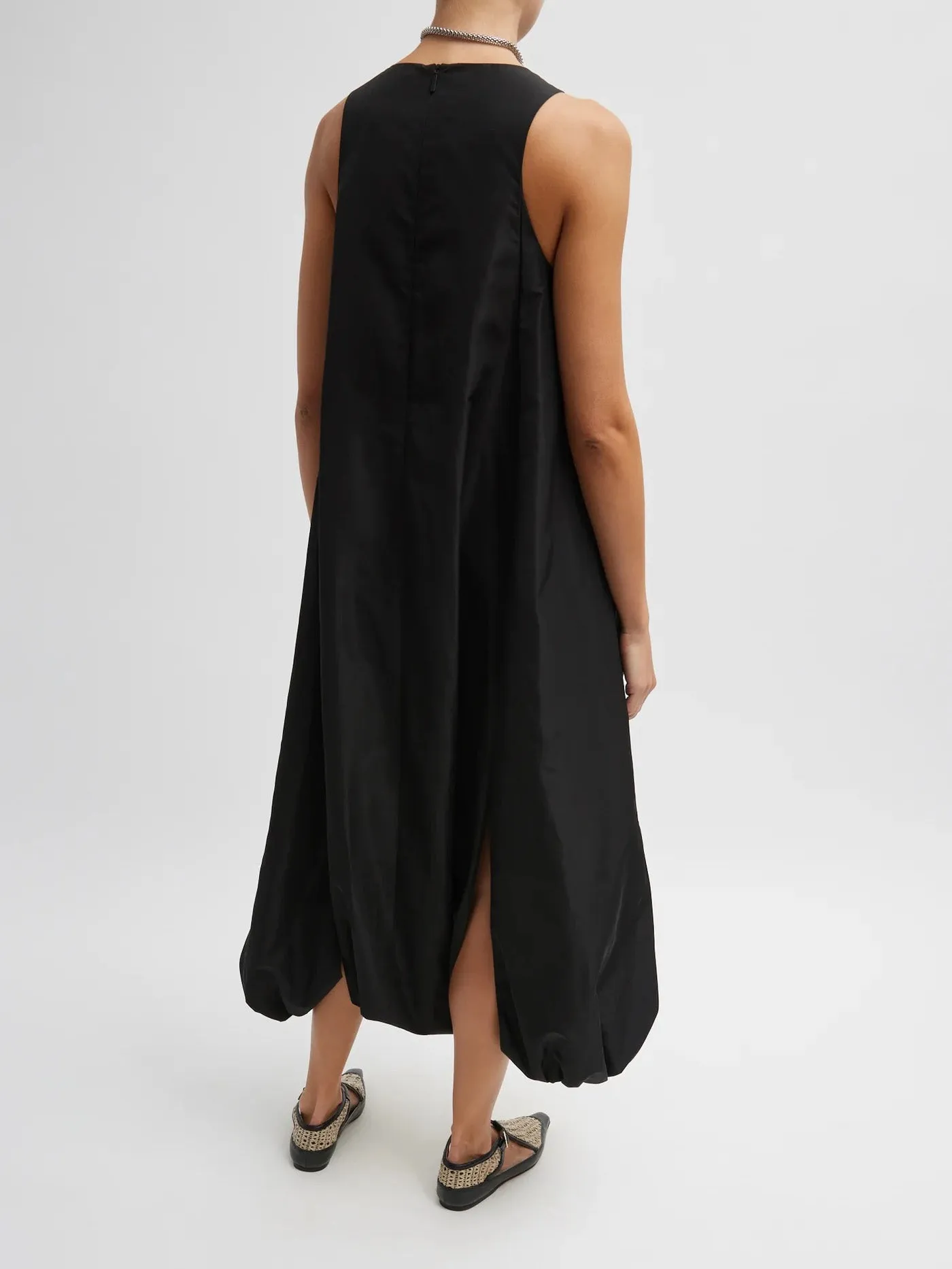 Italian Sporty Nylon Jalouise Dress in Black