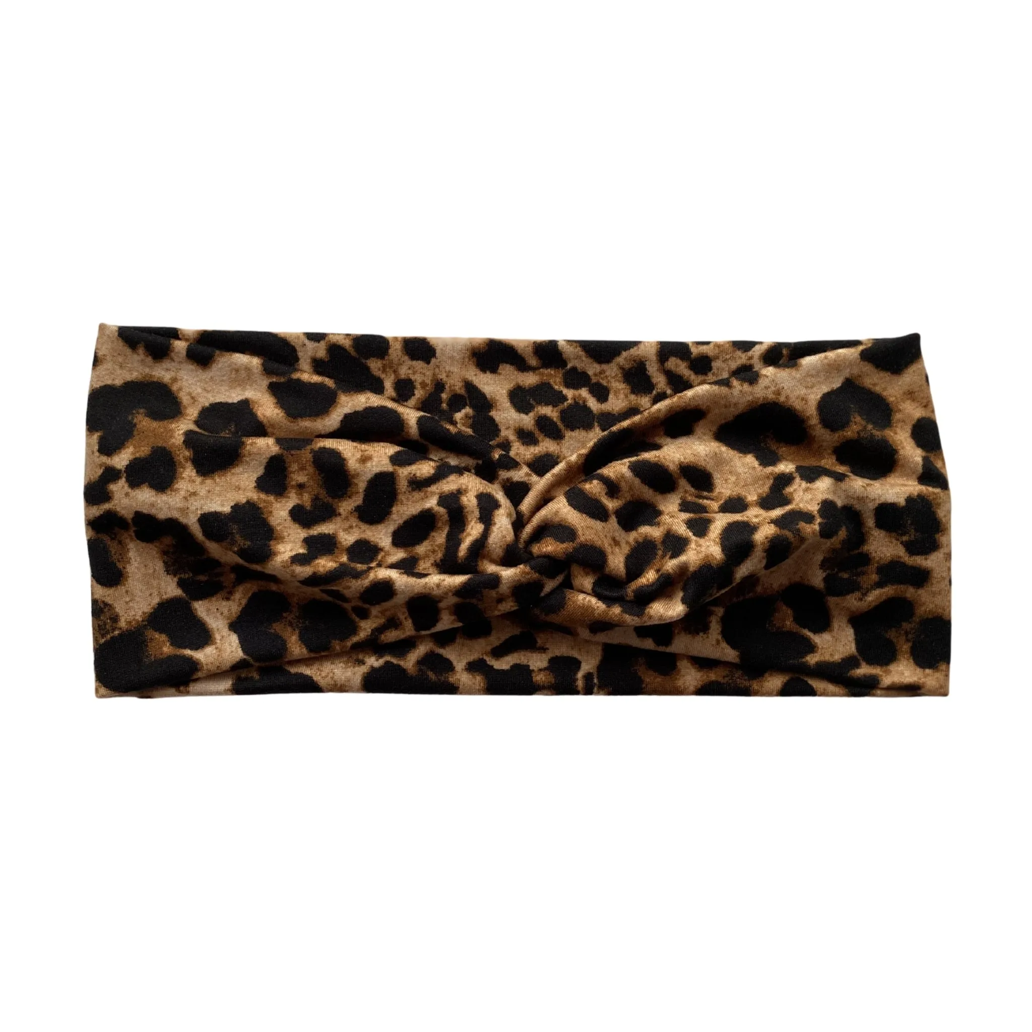 Khaki Leopard Faux Knot Headband