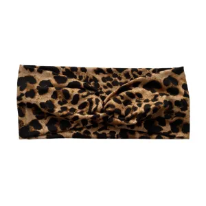Khaki Leopard Faux Knot Headband