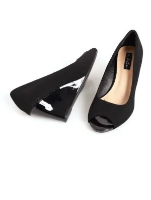 Ladies Peeptoe D'Orsay Wedge Heel - Black