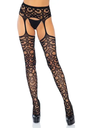 Leg Avenue Scroll Lace Garterbelt Stockings