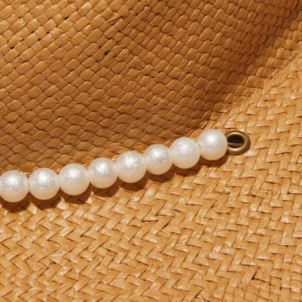 Lele Sadoughi Pearl Strand Straw Hat in Natural