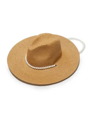 Lele Sadoughi Pearl Strand Straw Hat in Natural