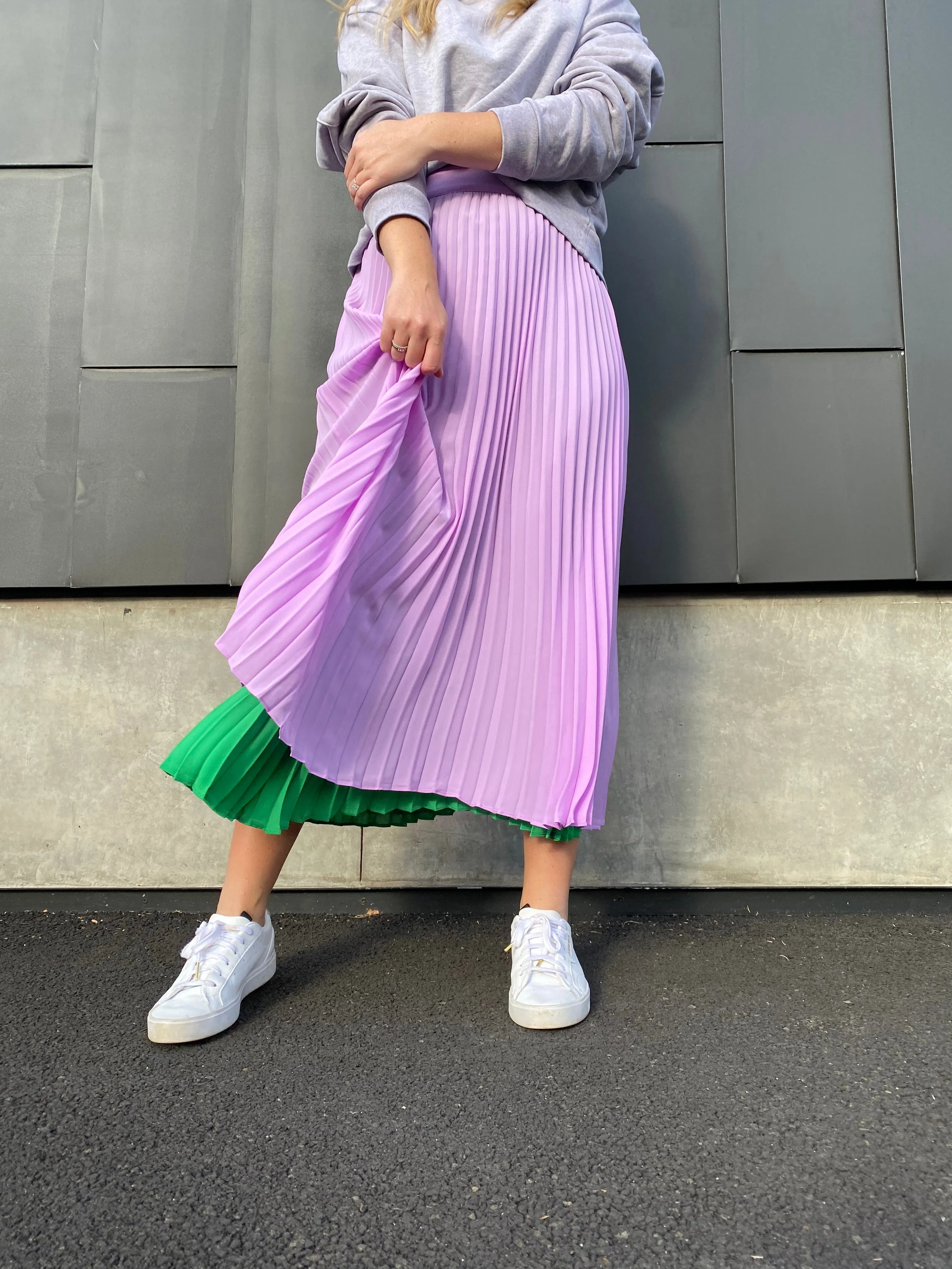 Lilac Lime Pleated Skirt