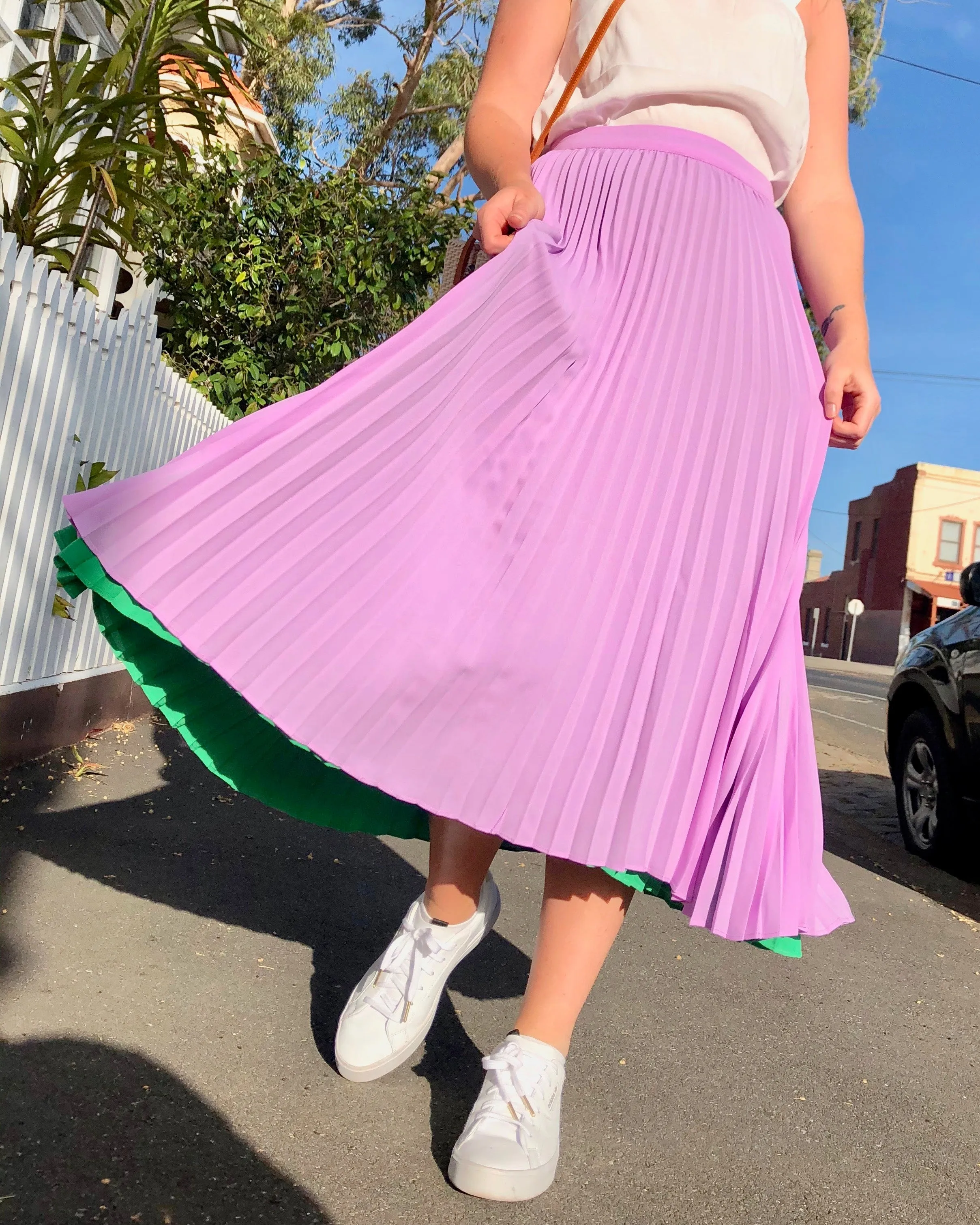 Lilac Lime Pleated Skirt
