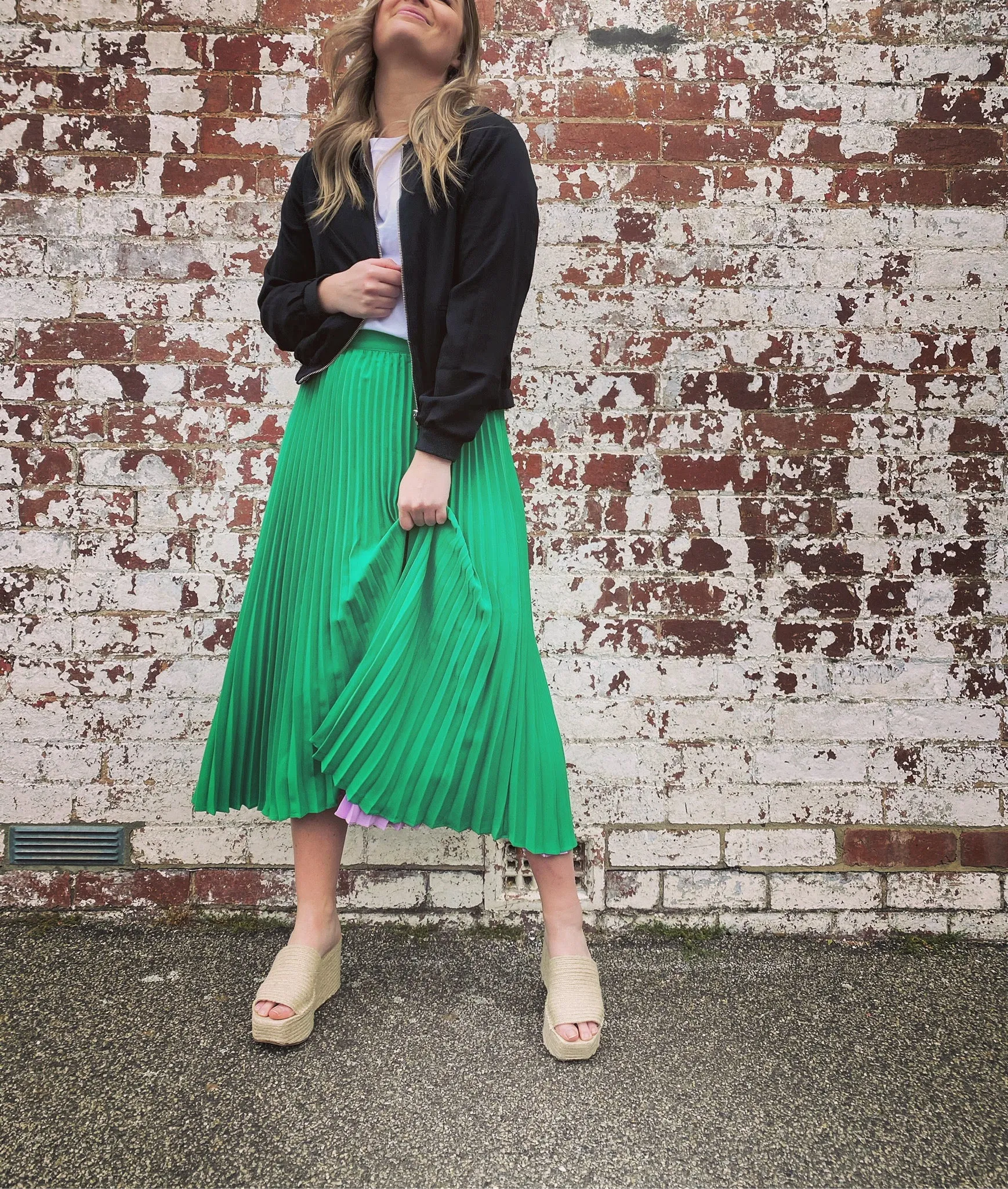 Lilac Lime Pleated Skirt