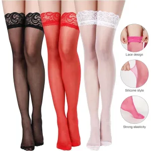 Luxe Lace Over-the-Knee Silicone Hold-Up Stockings