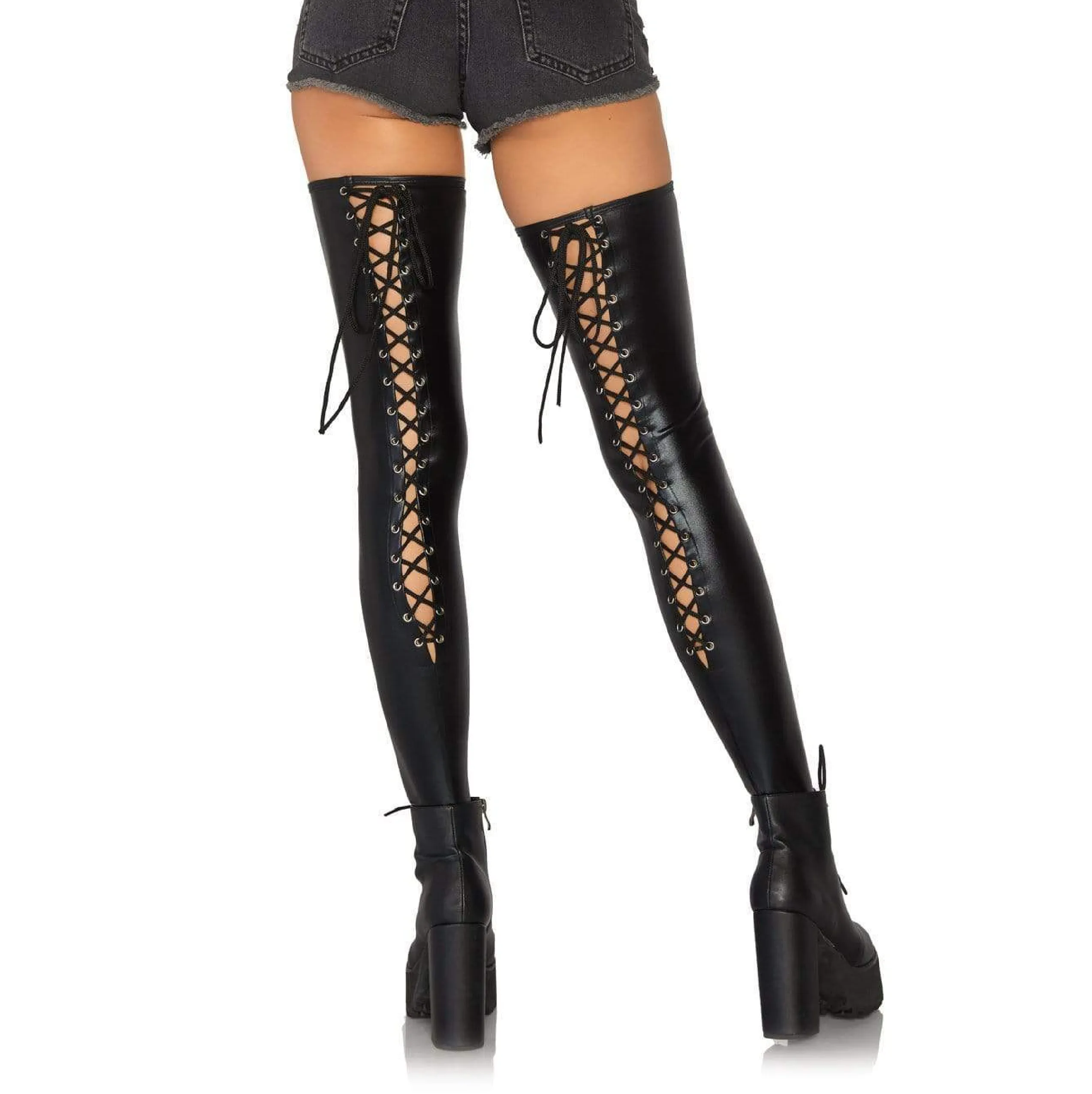Maisie Wet Look Thigh Highs