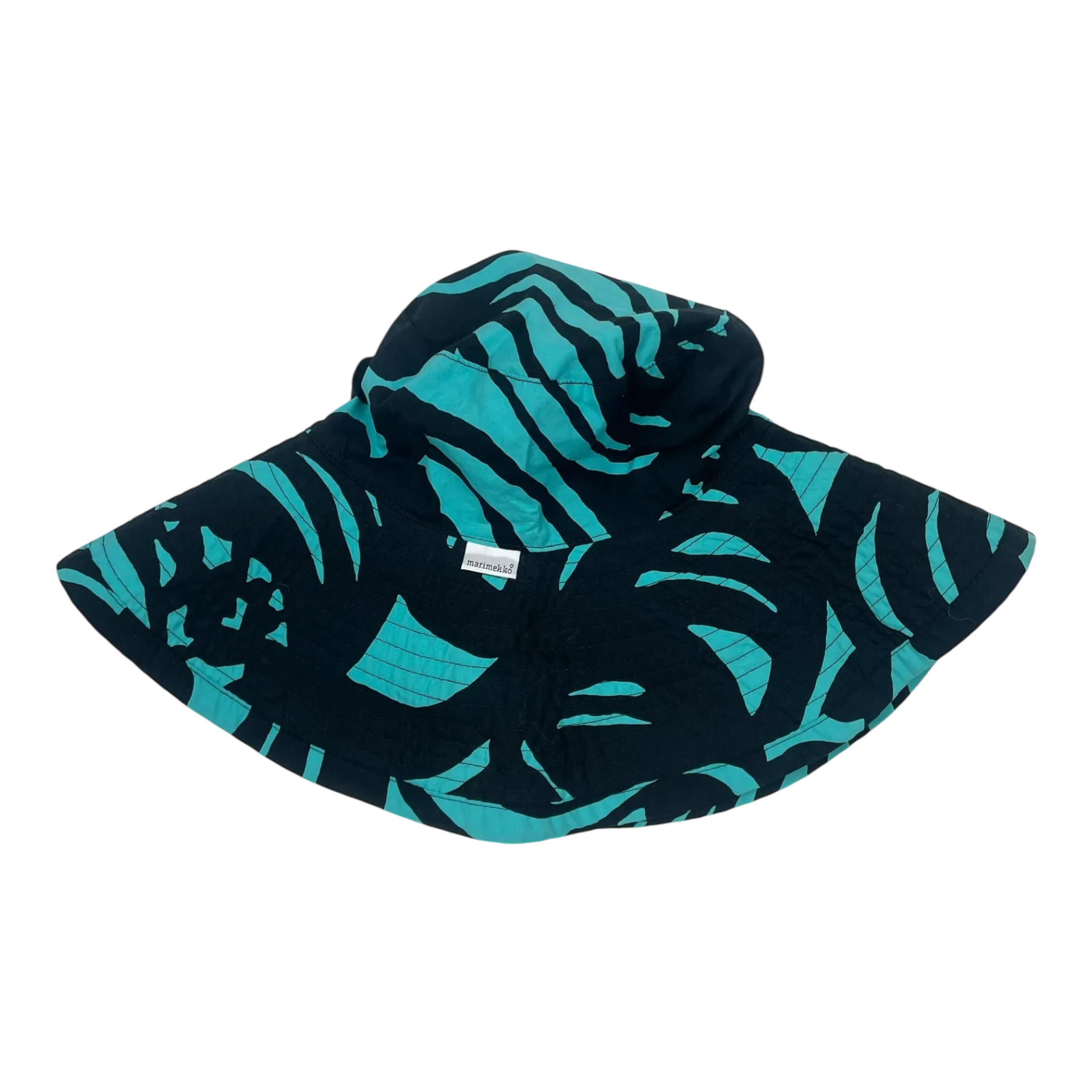 Marimekko summer hat, turquoise / black | M