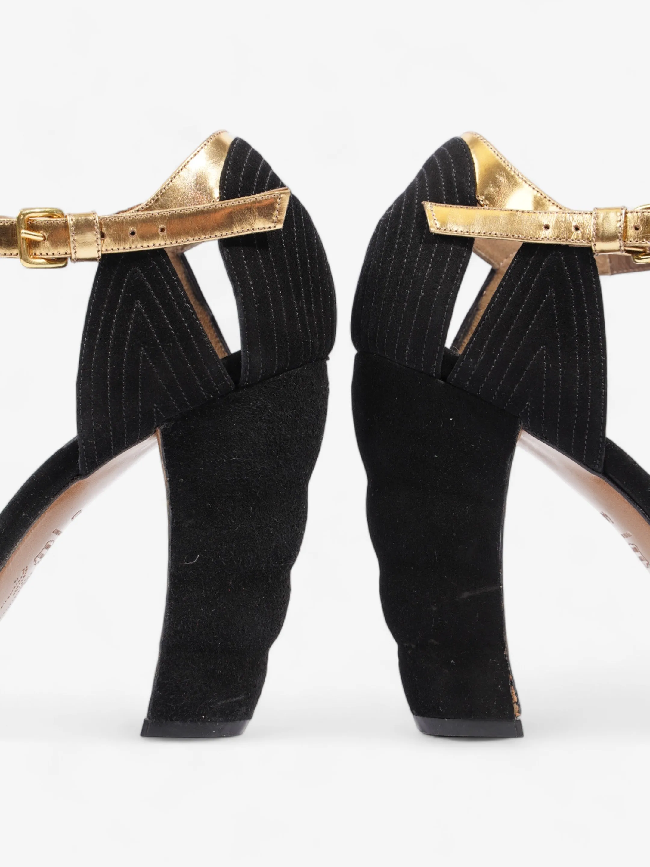 Marni Colourblock Pattern D'Orsay Heel 95mm Black / Gold Suede EU 40 UK 7