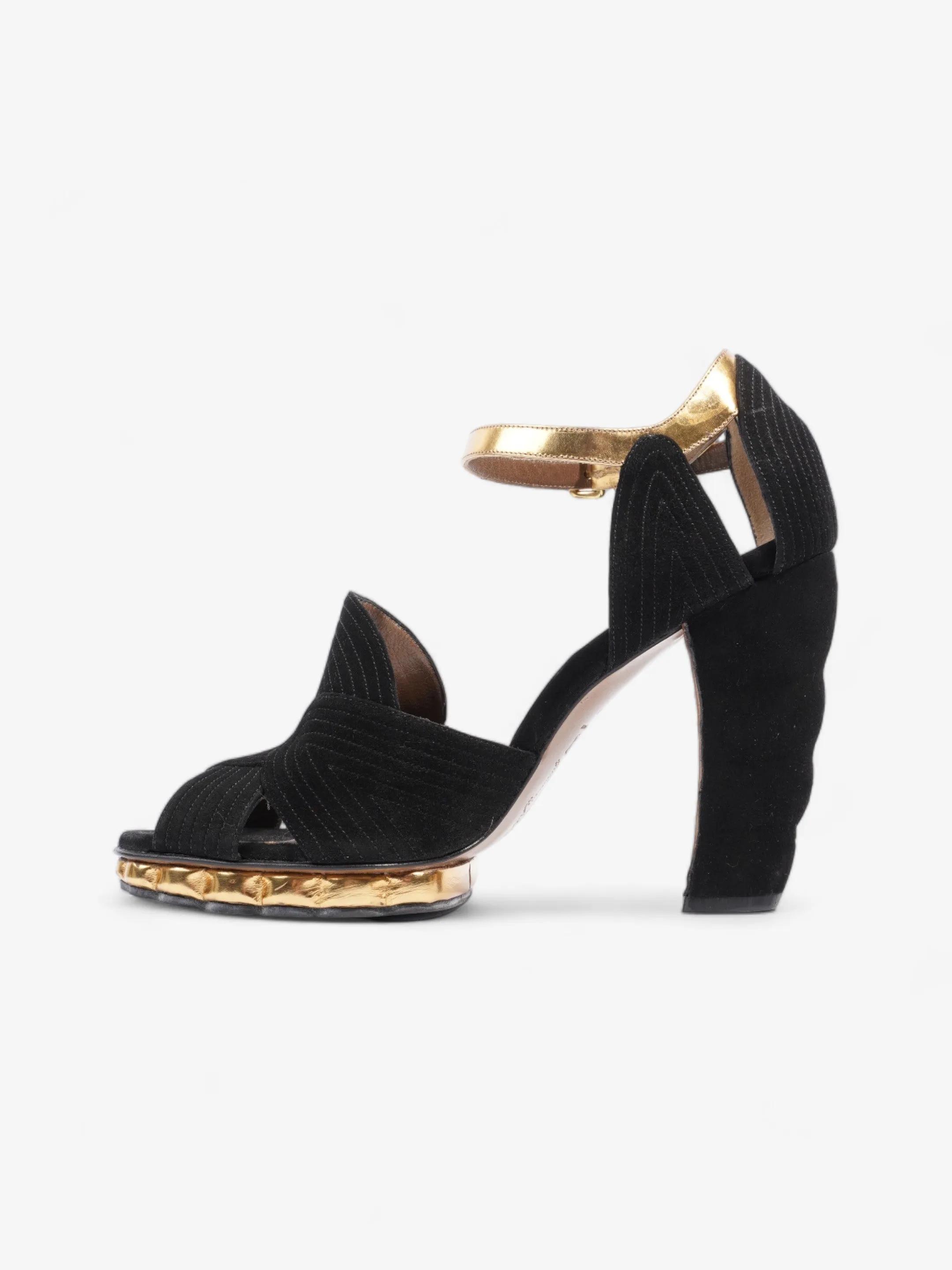 Marni Colourblock Pattern D'Orsay Heel 95mm Black / Gold Suede EU 40 UK 7