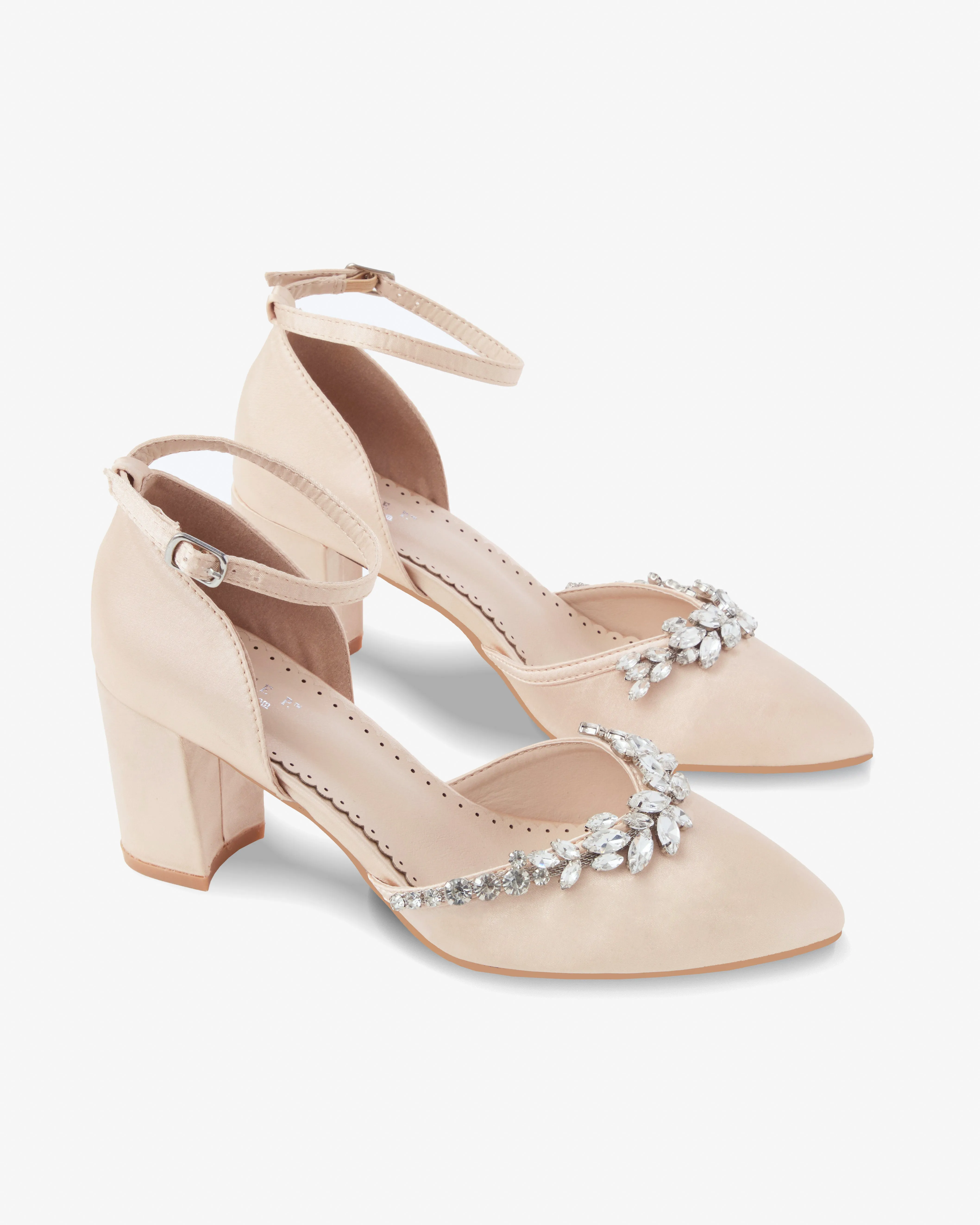 Marquise Rhinestone Block Heel Evening Shoes