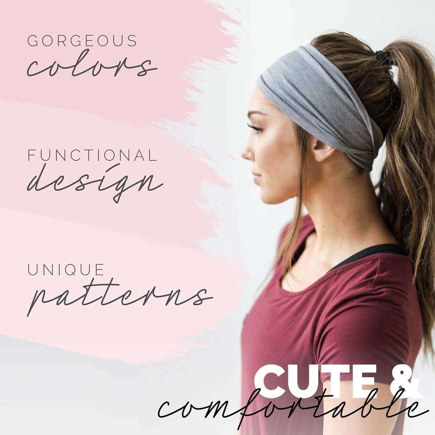 Maven Thread Women's No-Slip Sweat-Wicking Headband for Exercise and Yoga, 4-Pack