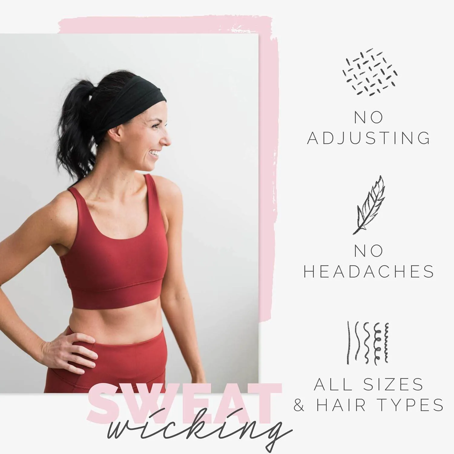 Maven Thread Women's No-Slip Sweat-Wicking Headband for Exercise and Yoga, 4-Pack