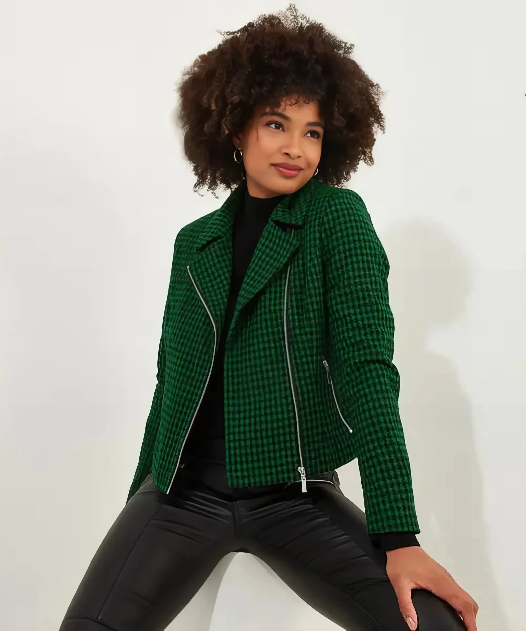 Meg Dogstooth Jacket | Green | Joe Browns