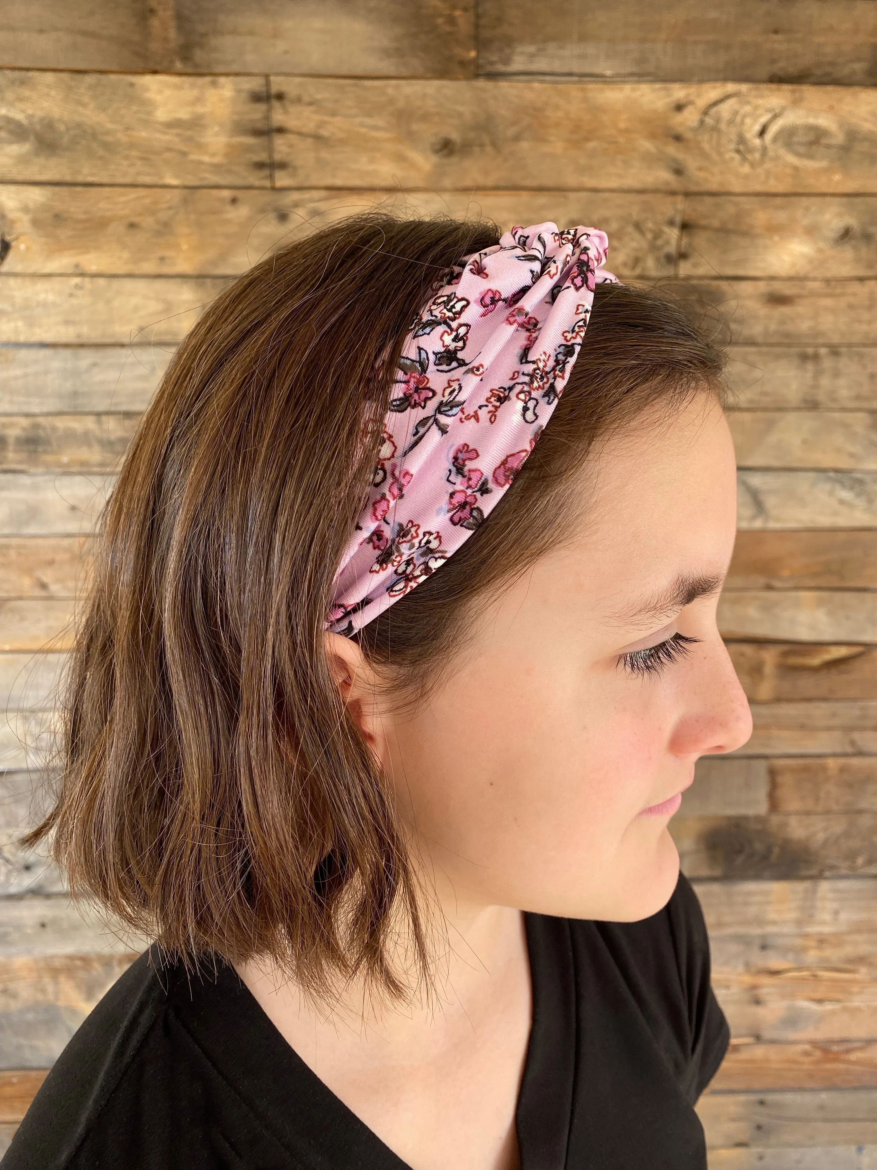 Mini Floral On Lilac Ice Faux Knot Headband