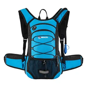 Miracol Hydration Backpack with 2L Water Bladder, Thermal Insulation Pack Keeps Liquid Cool up to 4 Hours, Prefect Outdoor Gear for Skiing, Running, Hiking, Cycling (Blue)