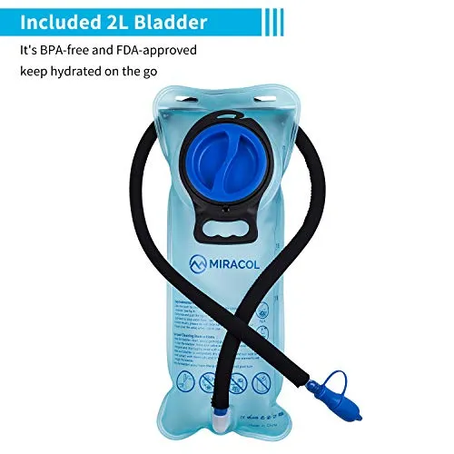 Miracol Hydration Backpack with 2L Water Bladder, Thermal Insulation Pack Keeps Liquid Cool up to 4 Hours, Prefect Outdoor Gear for Skiing, Running, Hiking, Cycling (Blue)