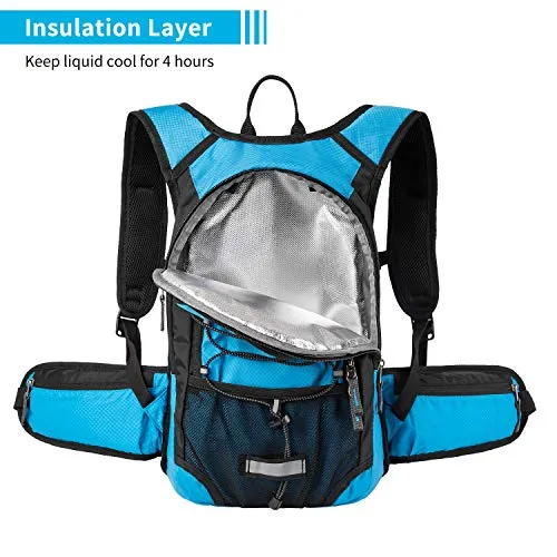 Miracol Hydration Backpack with 2L Water Bladder, Thermal Insulation Pack Keeps Liquid Cool up to 4 Hours, Prefect Outdoor Gear for Skiing, Running, Hiking, Cycling (Blue)