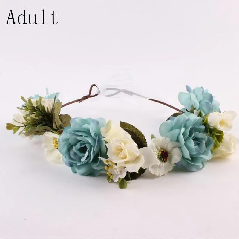 Modern Flower Headband Newborn  Matching Flower Crown for Mother Kids  Hair Band Accessories