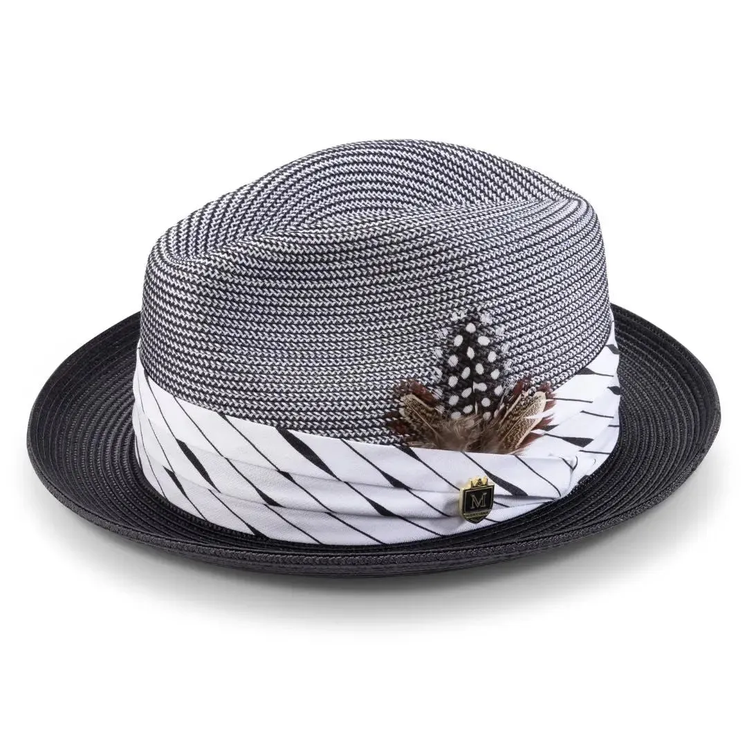 Montique Intrepid Two-Toned Polybraid Straw Trilby Hat