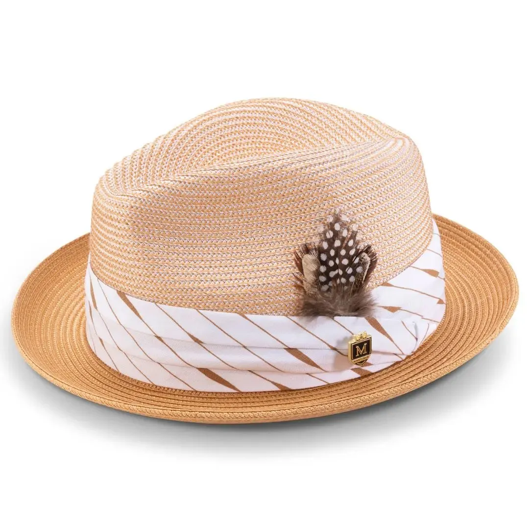 Montique Intrepid Two-Toned Polybraid Straw Trilby Hat