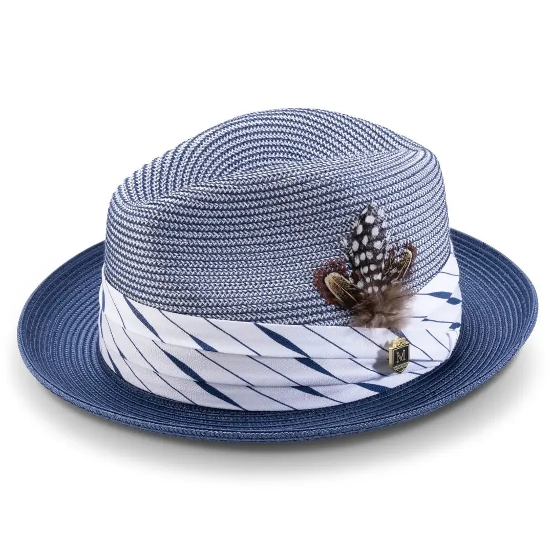 Montique Intrepid Two-Toned Polybraid Straw Trilby Hat