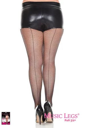 Music Legs Plus Size Backseam Fishnet Pantyhose ML920Q ML920