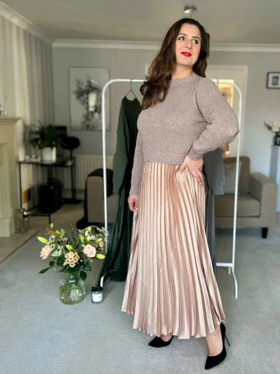 Navy Short Sleeve Pleated Jumper Dress