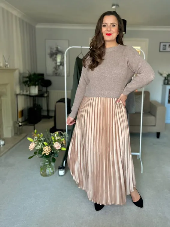 Navy Short Sleeve Pleated Jumper Dress