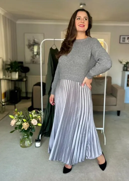 Navy Short Sleeve Pleated Jumper Dress