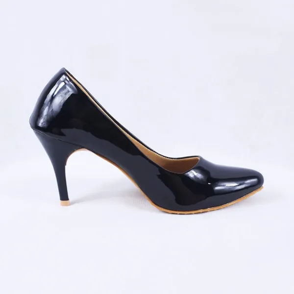 Nella Patent Black Stiletto Heels Court Shoes
