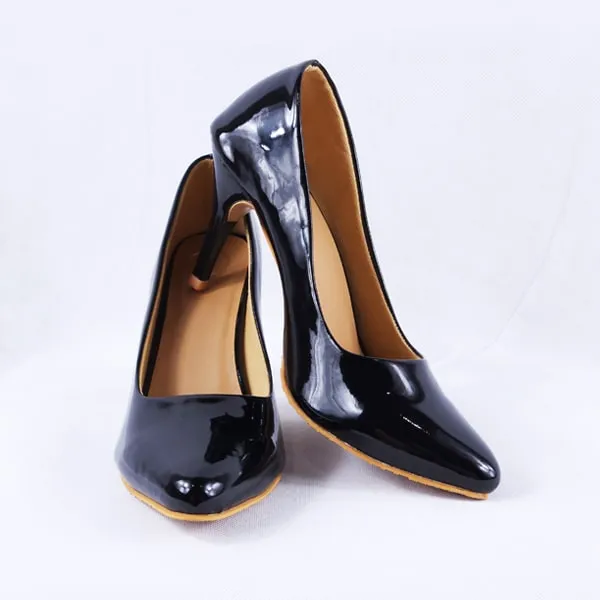 Nella Patent Black Stiletto Heels Court Shoes