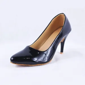 Nella Patent Black Stiletto Heels Court Shoes