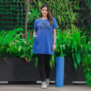 Ocean Blue Relaxed Fit Long T-Shirt for Women Perfect for Outings